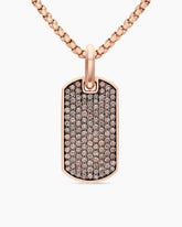 Chevron Tag in 18K Rose Gold with Cognac Diamonds, 27mm